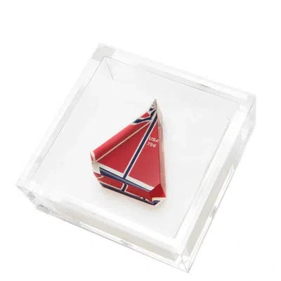Tara Wilson Designs Sailboat Cocktail Napkin Holder In Clear