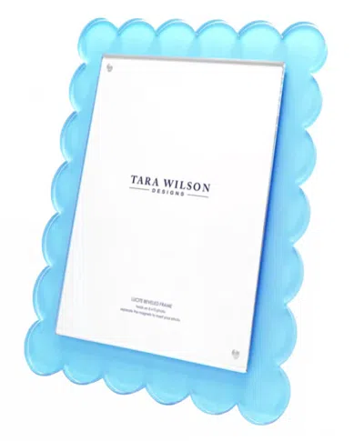 Tara Wilson Designs Scallop Acrylic Picture Frame In Pastel Blue In White