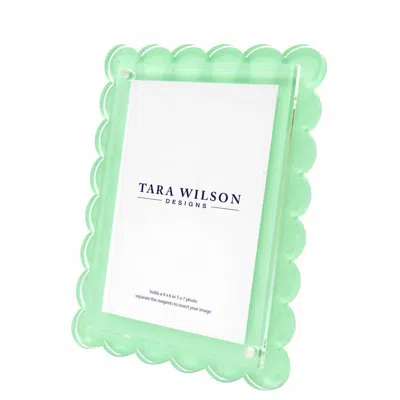 Tara Wilson Designs Scallop Acrylic Picture Frame In Pastel Green In White