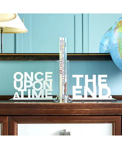 Tara Wilson Designs White Once Upon A Time / The End Bookends In Multi