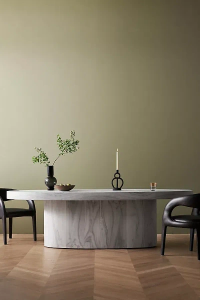 Taracea Swirled Drum Reclaimed Oval Dining Table In White