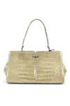 Tardini Alligator Embossed Silver Tone Shoulder Satchel Bag Green In Green