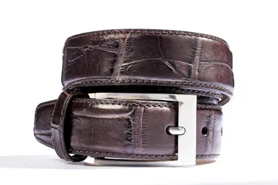 Tardini Brown Alligator Skin Belt (silver Buckle)