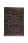 Tardini Full-grain Calfskin-alligator Leather Cardholder In Brown