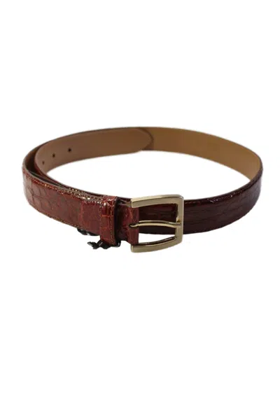 Tardini Mens American Alligator Gold-toned Frame Buckle Belt Red