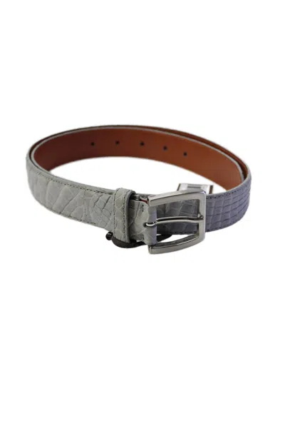 Tardini Mens American Alligator Silver-toned Frame Buckle Belt Gray In Grey