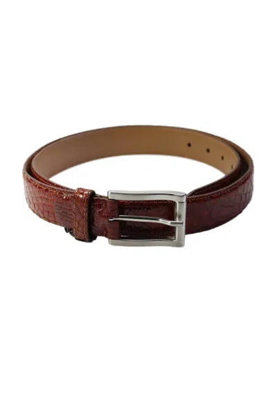 Tardini Mens American Alligator Silver-toned Frame Buckle Belt Red