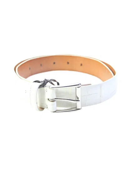 Tardini Mens American Alligator Silver-toned Frame Buckle Belt White