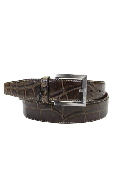 Tardini Mens American Alligator Texture Wrap Belt Chestnut Brown