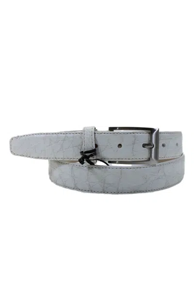 Tardini Mens American Alligator Textured Buckle Wrap Belt White