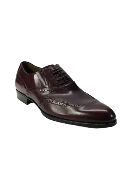 Tardini Mens Burgundy Genuine Cordovan Leather Brogue Oxford Shoes In Brown