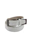 Tardini Mens Genuine American Alligator Textured Wrap Buckled Belt White In White