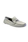 Tardini Mens Italian Leather Alligator Skin Slip On Driver Moccasins Gray In Grey
