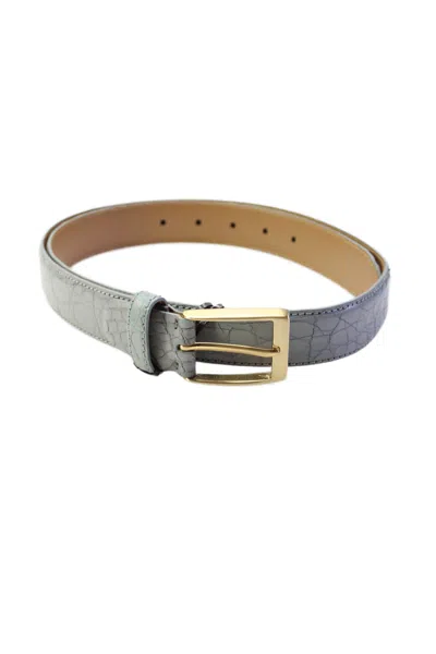 Tardini Mens Textured Alligator Gold-toned Frame Buckle Belt Gray In Grey