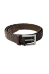 Tardini Mens Textured Crocodile Silver-toned Frame Buckle Belt Brown In Brown