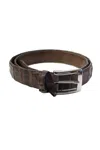 Tardini Mens Textured Crocodile Silver-toned Frame Buckle Belt Brown In Brown