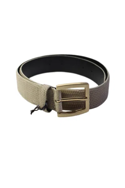 Tardini Mens Textured Lizard Gold-toned Frame Buckle Belt Taupe In Beige