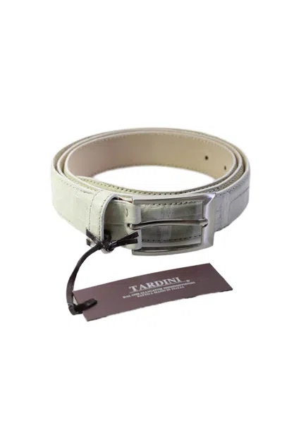 Tardini Womens Bone Genuine American Alligator Leather 1 1/8" Belt In Grey