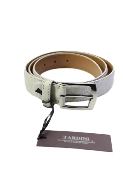 Tardini Womens Bone Genuine American Alligator Leather 1 1/8" Belt In Grey