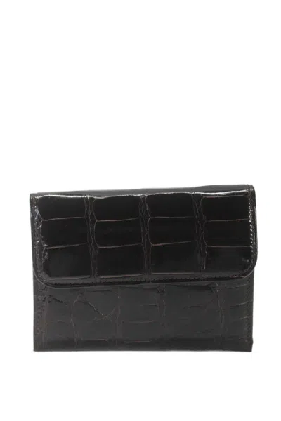 Tardini Womens Genuine American Alligator Leather Pocketed Wallet Brown
