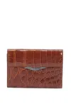 Tardini Womens Genuine American Alligator Silver Embellished Wallet Cognac In Brown