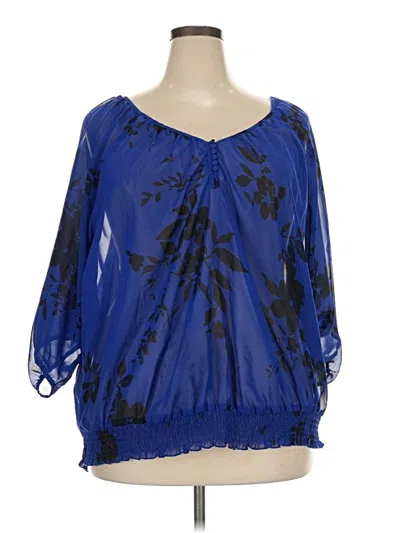 Pre-owned Target 3/4 Sleeve Blouse In Blue