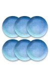 Tarhong 6-piece Oceanic Ombré Salad Plate Set In Blue