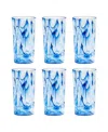 Tarhong Aegean Swirl Jumbo 6-piece Premium Acrylic Glass Set, 23 oz In Blue