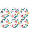 Tarhong Audrey Floral Dinner Plates, Set Of 6 In Multi