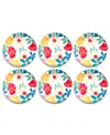 Tarhong Audrey Floral Dinner Plates, Set Of 6 In Multi