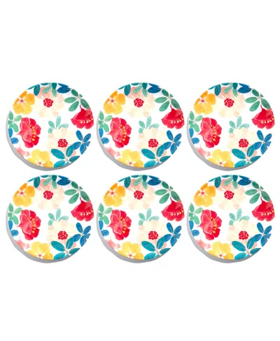 Tarhong Audrey Floral Dinner Plates, Set Of 6 In Multi