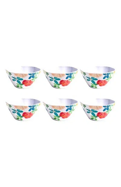 Tarhong Audrey Floral Set Of Six Melamine Cereal Bowls In Multi