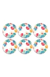 Tarhong Audrey Floral Set Of Six Melamine Dinner Plates In Multi