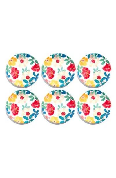 Tarhong Audrey Floral Set Of Six Melamine Plates In Multi