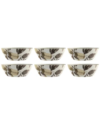 Tarhong Bali Leaves 7.1" Cereal Bowl Merge 37 Oz, Set Of 6, Service For 6 In Brown
