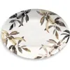 Tarhong Bali Leaves Melamine Oval Platter In White Multi