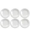 Tarhong Bamboo Raised Rim Dinner Plates, Set Of 6 In White