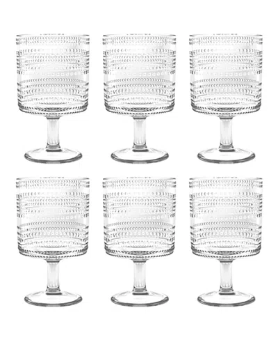 Tarhong Beaded Stacking Goblets 14.8 Oz, Set Of 6 In Clear