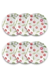 Tarhong Berries Cherries Salad Plate Set Of 6 In White Multi