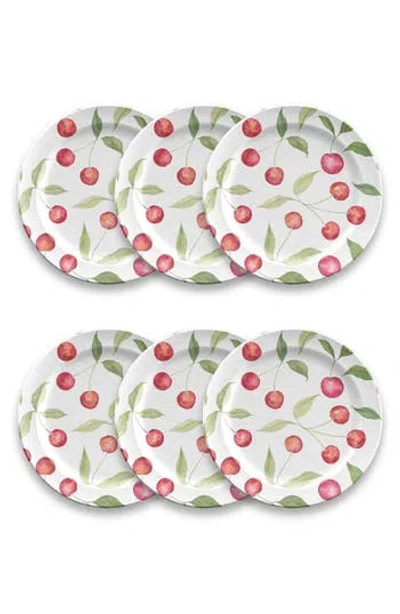 TARHONG TARHONG BERRIES CHERRIES SET OF SIX MELAMINE SALAD PLATES
