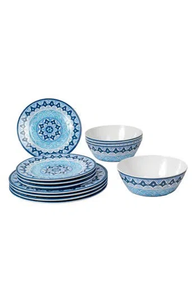 Tarhong Blue Fontana Set Of Twelve Melamine Dinnerware Set