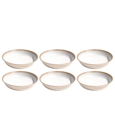 Tarhong Carmel Reactive Low Bowl Merge 8" , 29.5 Oz, Set Of 6 In White
