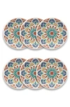 Tarhong Desert Rio Set Of Six Melamine Salad Plates In White Multi