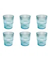 Tarhong Fine Ribbed Double Old Fashioned Glasses, Set Of 6 In Blue