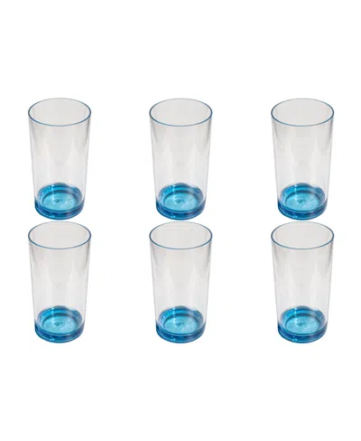 Tarhong Fine Ribbed Double Old Fashioned Glasses, Set Of 6 In Blue
