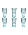 Tarhong Fine Ribbed Jumbo Glasses, Set Of 6 In Blue