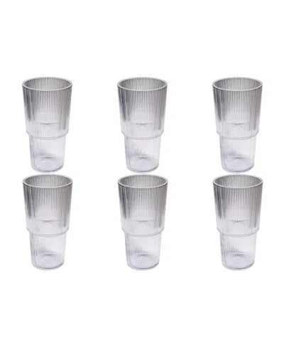 Tarhong Fine Ribbed Jumbo Glasses, Set Of 6 In Clear