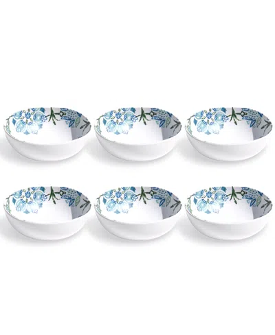Tarhong Hana Ikat 7" Cereal Bowls 34 Oz, Set Of 6, Service For 6 In Blue