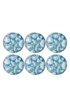 Tarhong Hana Ikat Set Of Six Melamine Salad Pates In Blue