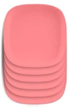 Tarhong Kids' 6-pack Square Plates In Coral